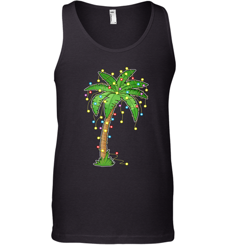 Christmas Lights Palm Tree Beach Funny Tropical Xmas Gift Men's Tank Top Men's Tank Top / Black / XS Men's Tank Top - HHHstores