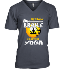 My Broom Broke So Now I Go Yoga Funny Halloween Costume Gift Men's V-Neck Men's V-Neck - HHHstores