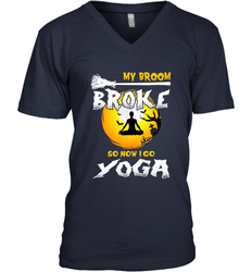 My Broom Broke So Now I Go Yoga Funny Halloween Costume Gift Men's V-Neck