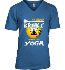 My Broom Broke So Now I Go Yoga Funny Halloween Costume Gift Men's V-Neck Men's V-Neck - HHHstores