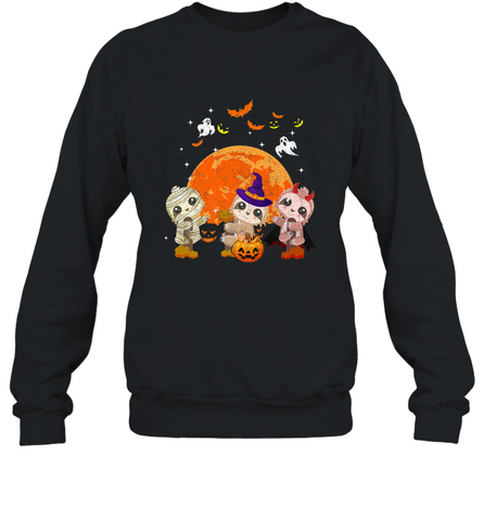 Three Sloths Halloween T shirt Mummy Pumpkin Moon Crewneck Sweatshirt Crewneck Sweatshirt / Black / S Crewneck Sweatshirt - HHHstores
