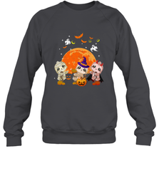 Three Sloths Halloween T shirt Mummy Pumpkin Moon Crewneck Sweatshirt Crewneck Sweatshirt - HHHstores