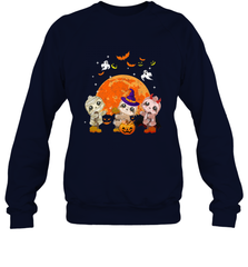 Three Sloths Halloween T shirt Mummy Pumpkin Moon Crewneck Sweatshirt Crewneck Sweatshirt - HHHstores