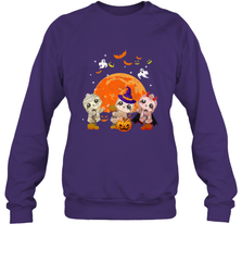 Three Sloths Halloween T shirt Mummy Pumpkin Moon Crewneck Sweatshirt Crewneck Sweatshirt - HHHstores