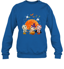 Three Sloths Halloween T shirt Mummy Pumpkin Moon Crewneck Sweatshirt Crewneck Sweatshirt - HHHstores