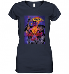 Marvel Ghost Rider Baby Thanos Comic Cover Women's V-Neck T-Shirt
