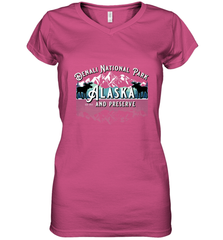 Denali National Park Alaska AK USA Moose Souvenir Women's V-Neck T-Shirt Women's V-Neck T-Shirt - HHHstores