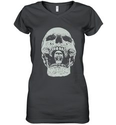 Vintage Halloween Skull Design For Trick or Treating Women's V-Neck T-Shirt