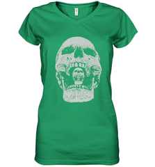 Vintage Halloween Skull Design For Trick or Treating Women's V-Neck T-Shirt Women's V-Neck T-Shirt - HHHstores