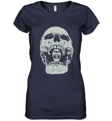 Vintage Halloween Skull Design For Trick or Treating Women's V-Neck T-Shirt
