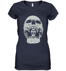 Vintage Halloween Skull Design For Trick or Treating Women's V-Neck T-Shirt Women's V-Neck T-Shirt - HHHstores