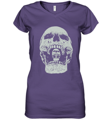 Vintage Halloween Skull Design For Trick or Treating Women's V-Neck T-Shirt Women's V-Neck T-Shirt - HHHstores