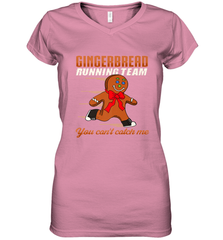 Christmas Gingerbread Man Cookie Gingerbread Running Team Women's V-Neck T-Shirt Women's V-Neck T-Shirt - HHHstores