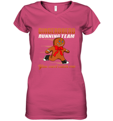 Christmas Gingerbread Man Cookie Gingerbread Running Team Women's V-Neck T-Shirt Women's V-Neck T-Shirt - HHHstores