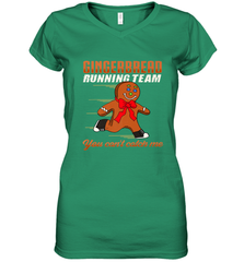 Christmas Gingerbread Man Cookie Gingerbread Running Team Women's V-Neck T-Shirt Women's V-Neck T-Shirt - HHHstores
