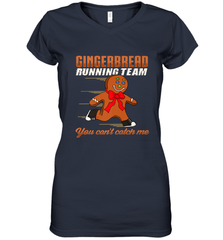 Christmas Gingerbread Man Cookie Gingerbread Running Team Women's V-Neck T-Shirt Women's V-Neck T-Shirt - HHHstores