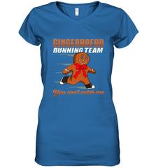 Christmas Gingerbread Man Cookie Gingerbread Running Team Women's V-Neck T-Shirt Women's V-Neck T-Shirt - HHHstores