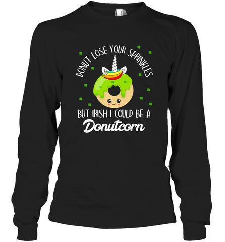 Donutcorn Funny Cute Donut Unicorn Irish St Patrick's Day Long Sleeve T-Shirt Long Sleeve T-Shirt / Black / S Long Sleeve T-Shirt - HHHstores
