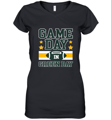 NFL Green Bay WI. Game Day Football Home Team Women's V-Neck T-Shirt Women's V-Neck T-Shirt / Black / S Women's V-Neck T-Shirt - HHHstores