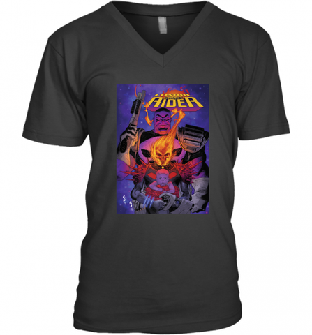 Marvel Ghost Rider Baby Thanos Comic Cover Men's V-Neck Men's V-Neck / Black / S Men's V-Neck - HHHstores