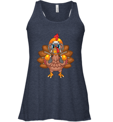 Cool Turkey Football Feathers Funny Thanksgiving Sports Gift Women's Racerback Tank Women's Racerback Tank - HHHstores