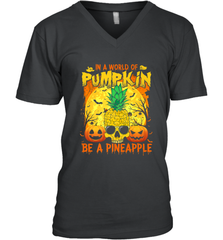In A World Of Pumpkin Be A Pineapple Skull Halloween Funny Men's V-Neck Men's V-Neck - HHHstores