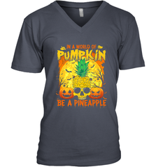 In A World Of Pumpkin Be A Pineapple Skull Halloween Funny Men's V-Neck Men's V-Neck - HHHstores