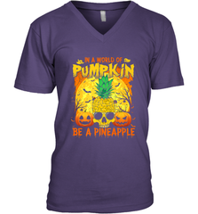 In A World Of Pumpkin Be A Pineapple Skull Halloween Funny Men's V-Neck Men's V-Neck - HHHstores