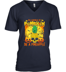 In A World Of Pumpkin Be A Pineapple Skull Halloween Funny Men's V-Neck Men's V-Neck - HHHstores
