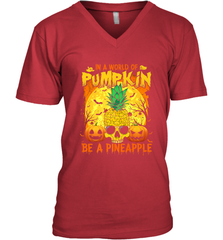 In A World Of Pumpkin Be A Pineapple Skull Halloween Funny Men's V-Neck Men's V-Neck - HHHstores