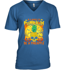 In A World Of Pumpkin Be A Pineapple Skull Halloween Funny Men's V-Neck Men's V-Neck - HHHstores