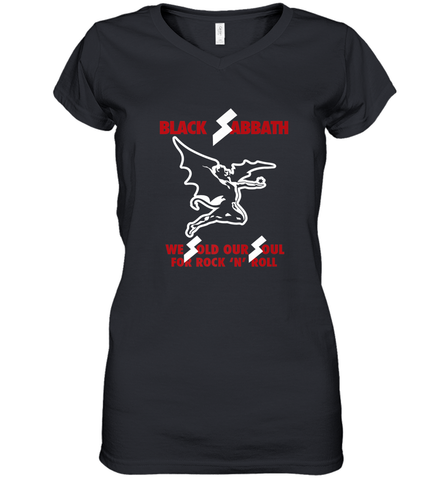 Black Sabbath We Sold Our Soul Women's V-Neck T-Shirt Women's V-Neck T-Shirt / Black / S Women's V-Neck T-Shirt - HHHstores