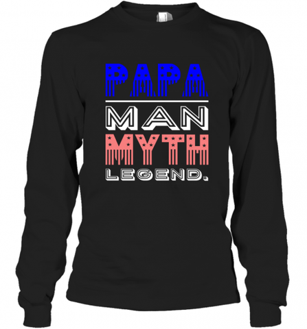 Papa Man Myth Legend Father's Day Dad Veteran Long Sleeve T-Shirt Long Sleeve T-Shirt / Black / S Long Sleeve T-Shirt - HHHstores