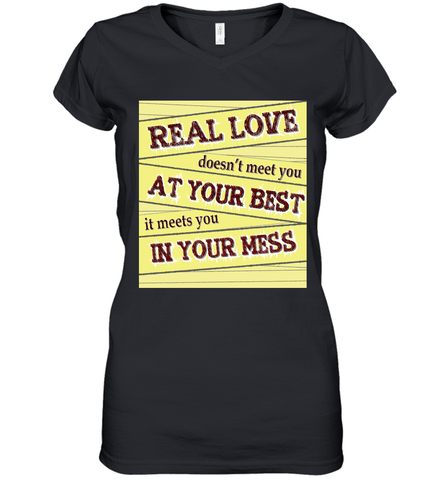 Real love funny quotes for valentine (2) Women's V-Neck T-Shirt Women's V-Neck T-Shirt / Black / S Women's V-Neck T-Shirt - HHHstores
