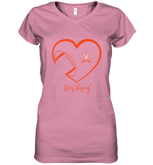 Virginia Cavaliers Football Inside Heart  Team Women's V-Neck T-Shirt Women's V-Neck T-Shirt - HHHstores