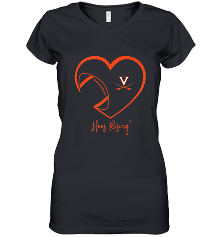 Virginia Cavaliers Football Inside Heart  Team Women's V-Neck T-Shirt Women's V-Neck T-Shirt / Black / S Women's V-Neck T-Shirt - HHHstores