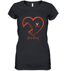 Virginia Cavaliers Football Inside Heart  Team Women's V-Neck T-Shirt Women's V-Neck T-Shirt - HHHstores