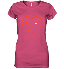 Virginia Cavaliers Football Inside Heart  Team Women's V-Neck T-Shirt Women's V-Neck T-Shirt - HHHstores