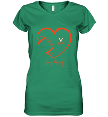 Virginia Cavaliers Football Inside Heart  Team Women's V-Neck T-Shirt Women's V-Neck T-Shirt - HHHstores