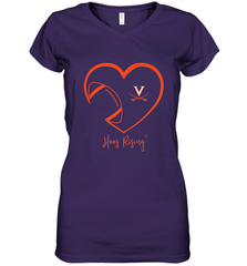 Virginia Cavaliers Football Inside Heart  Team Women's V-Neck T-Shirt Women's V-Neck T-Shirt - HHHstores