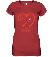 Virginia Cavaliers Football Inside Heart  Team Women's V-Neck T-Shirt Women's V-Neck T-Shirt - HHHstores