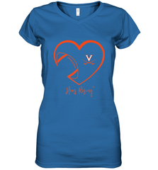 Virginia Cavaliers Football Inside Heart  Team Women's V-Neck T-Shirt Women's V-Neck T-Shirt - HHHstores