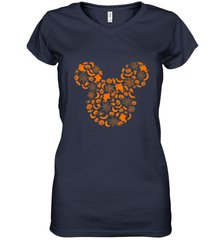 Disney Mickey Mouse Halloween Silhouette Women's V-Neck T-Shirt Women's V-Neck T-Shirt - HHHstores