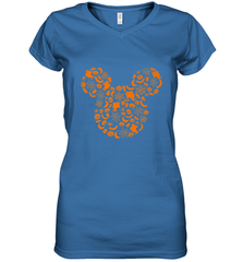 Disney Mickey Mouse Halloween Silhouette Women's V-Neck T-Shirt Women's V-Neck T-Shirt - HHHstores
