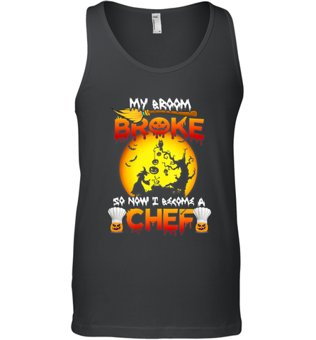 Womens My Broom Broke So Now I Become A Chef Halloween Witch Men's Tank Top Men's Tank Top / Black / XS Men's Tank Top - HHHstores