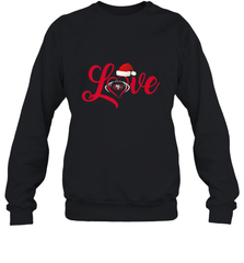 NFL San Francisco 49ers Logo Christmas Santa Hat Love Heart Football Team Crewneck Sweatshirt Crewneck Sweatshirt - HHHstores