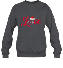 NFL San Francisco 49ers Logo Christmas Santa Hat Love Heart Football Team Crewneck Sweatshirt Crewneck Sweatshirt - HHHstores