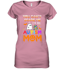 You Can't Scare Me I'm An Autism Mom Ghost Awareness Funny Women's V-Neck T-Shirt Women's V-Neck T-Shirt - HHHstores