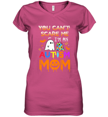 You Can't Scare Me I'm An Autism Mom Ghost Awareness Funny Women's V-Neck T-Shirt Women's V-Neck T-Shirt - HHHstores