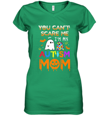You Can't Scare Me I'm An Autism Mom Ghost Awareness Funny Women's V-Neck T-Shirt Women's V-Neck T-Shirt - HHHstores